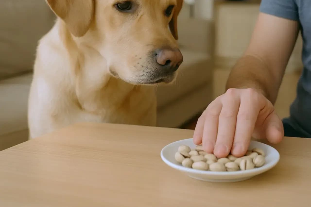 Pies zjadł pistacje? Ryzyko, objawy i co robić - sprawdź!